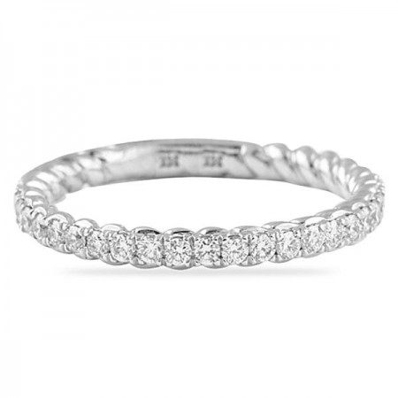 	 0.33 Carat Braided Edge Pave Diamond Eternity Band front view