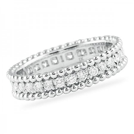 0.70 Carat Beaded Edge Pave Diamond Wedding Band angle