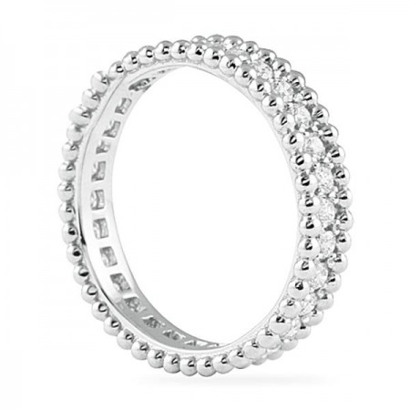 0.70 Carat Beaded Edge Pave Diamond Wedding Band angle