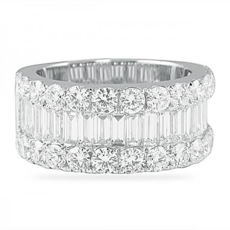 3.75 carat Round and Baguette Diamond Wide Wedding Band