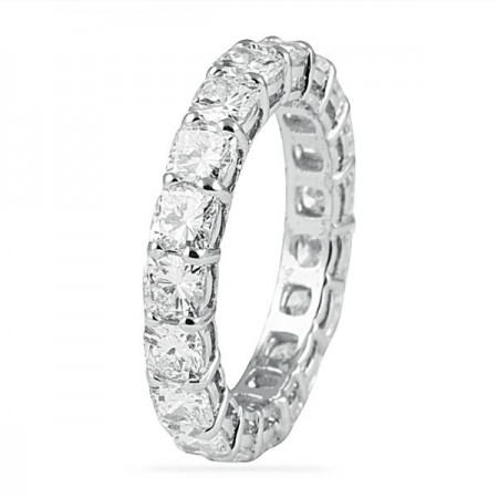 3.80 carat Cushion Cut Shared Prong Eternity Band flat