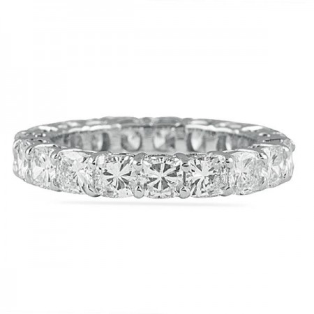 3.80 carat Cushion Cut Shared Prong Eternity Band flat