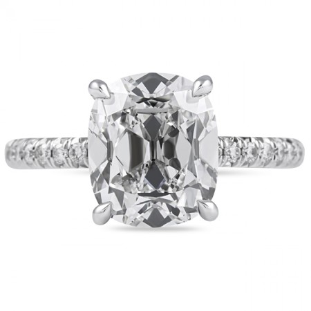 3.61 carat Antique Cushion Cut Lab Diamond Ring flat