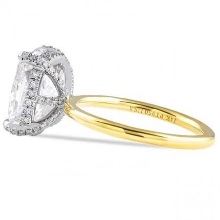 4.70ct Cushion Cut Lab Diamond Two-Tone Solitaire Ring flat
