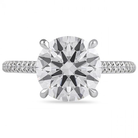 3.02ct Round Lab Diamond Engagement Ring flat