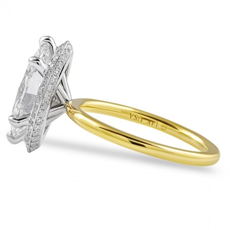 2.11ct Marquise Lab Diamond Hidden Halo Solitaire Ring flat