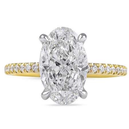 3.01ct Oval Diamond Two-Tone Engagement Ring flat
