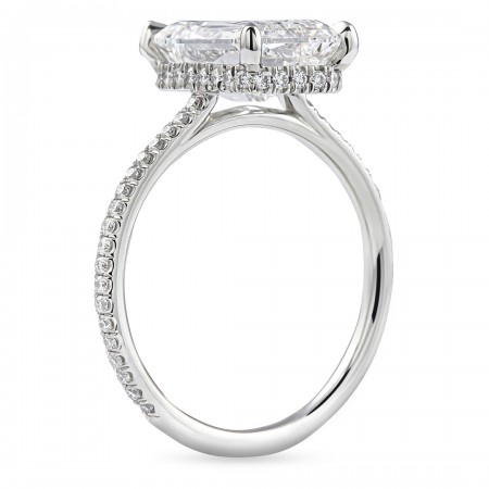 3.04ct Hybrid Step Cut Lab Diamond Engagement Ring flat