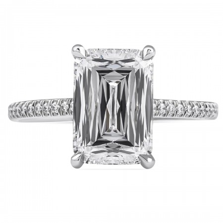 3.04ct Hybrid Step Cut Lab Diamond Engagement Ring flat