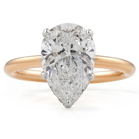 3.11 carat Pear Shape Signature Wrap Rose Gold Ring flat