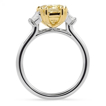 3.02 carat Yellow Radiant Cut Diamond Three-Stone Ring flat