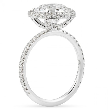 2.78 carat Round Lab Diamond Double Edge Halo Ring flat
