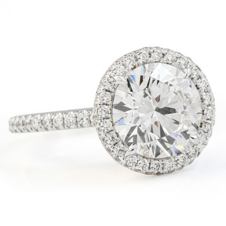 2.78 carat Round Lab Diamond Double Edge Halo Ring flat