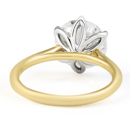 3.50 carat Round Lab Diamond Two-Tone Lotus Ring