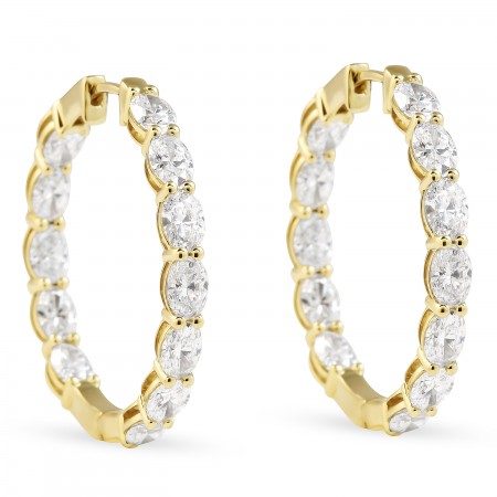 7.79 Carat Oval Lab Diamond In-Out Hoop Earrings front