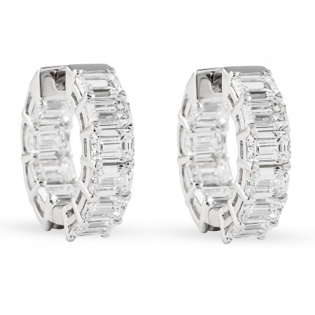 6.58 Carat Emerald Cut Lab Diamond Huggies wg