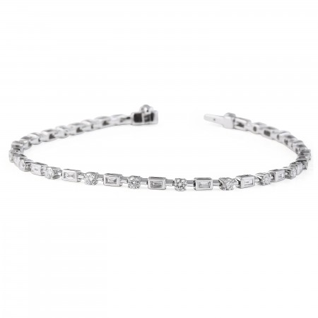 Alternating Round Diamond and Baguette Bracelet round