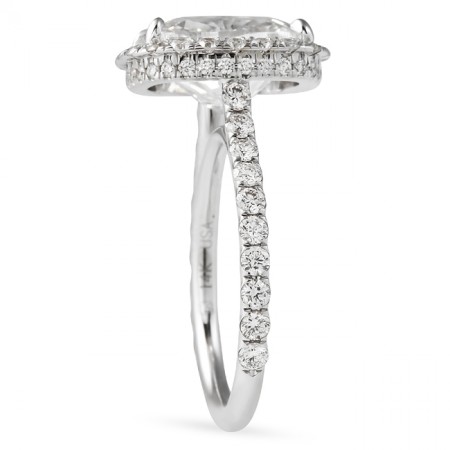 4 carat Cushion Cut Scalloped Doubled Edge Halo Ring flat