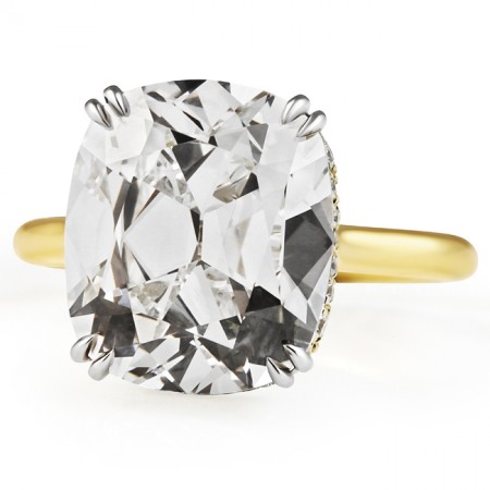 8.88 carat Antique Cushion Lab Graduating Size Wrap Ring angle