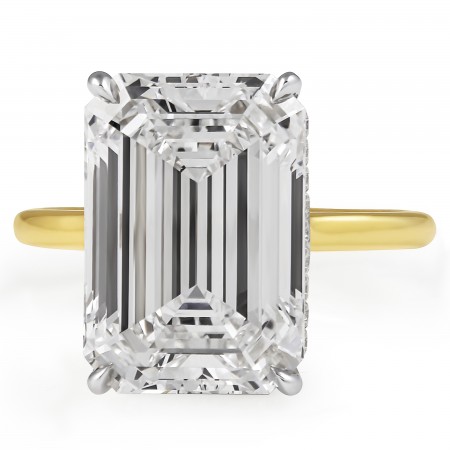 8.31 Carat Emerald Cut Lab Diamond Solitaire Ring flat