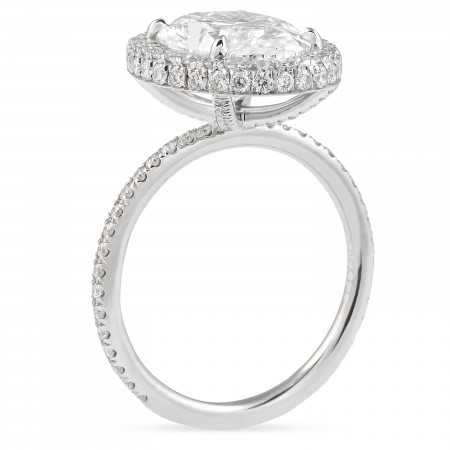 3.54 Carat Oval Shape Lab Diamond Double Edge Halo Ring flat