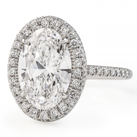 3.54 Carat Oval Shape Lab Diamond Double Edge Halo Ring flat