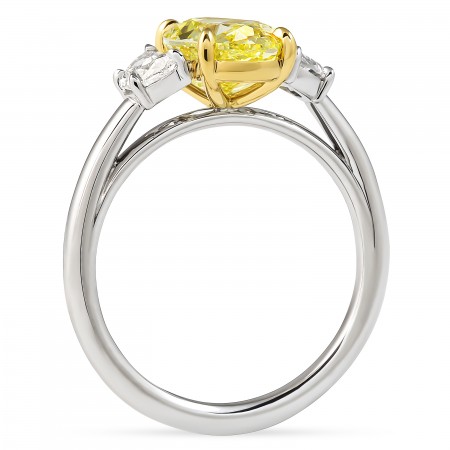 2.33 Carat Oval Yellow Diamond Three-Stone Ring flat