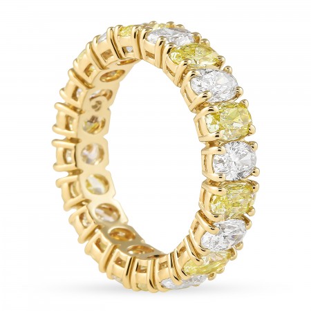 Oval Shape Alternating Diamond & Yellow Diamond Eternity Band flat