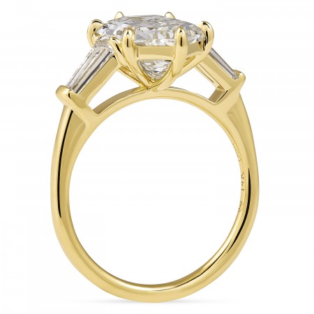 3.54 Carat Step-Cut Hexagon Lab Diamond Three-Stone Ring flat