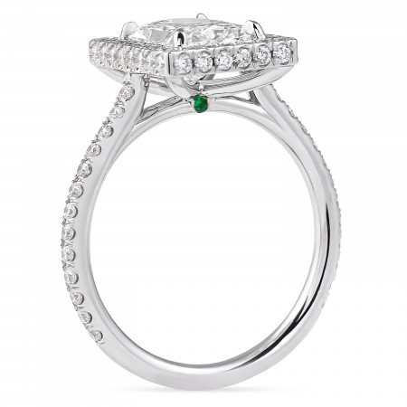 2.11 Carat Radiant Cut Lab Diamond Double Edge Halo Ring flat