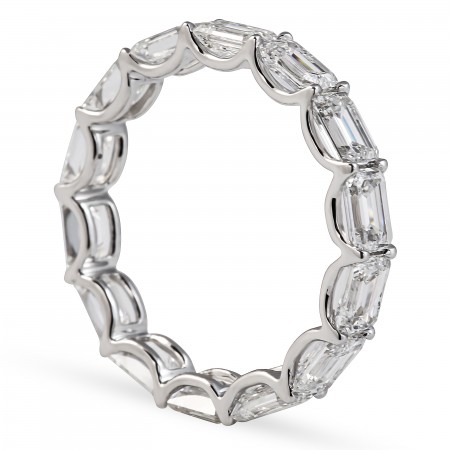 3 carat East-West Emerald Cut Lab Diamond Eternity Band flat