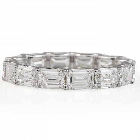 3 carat East-West Emerald Cut Lab Diamond Eternity Band flat