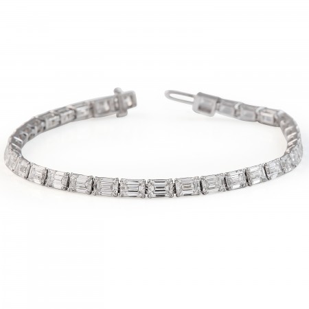 10.9 carat Emerald Cut Lab Diamond East-West Tennis Bracelet flat