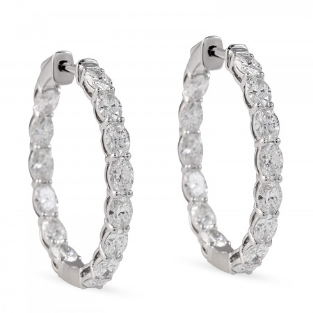 3.1 carat Oval Shape Lab Diamond In-Out Hoop Earrings front