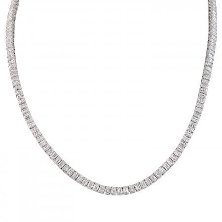 17 carat TW Emerald Cut Lab Diamond Tennis Necklace