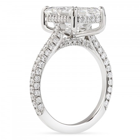5.04 carat Emerald Cut Diamond Three-Row Ring flat