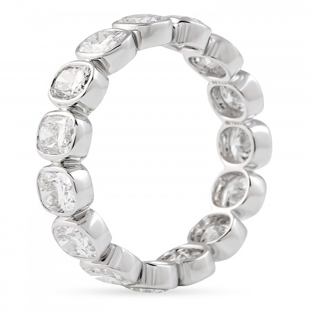 3.9 carat Cushion Cut Lab Diamond Bezel Eternity Band flat