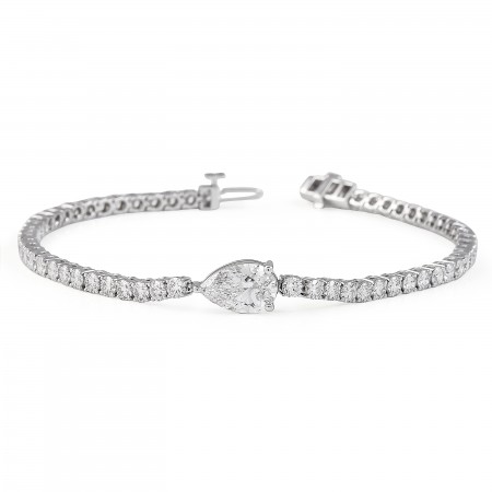 4.45 carat Lab Diamond Tennis Bracelet with Pear Shape Diamond closed
