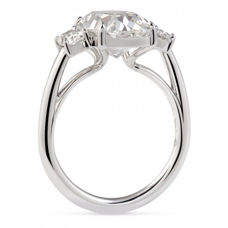4.04 carat Antique Cushion Lab Diamond Three-Stone Ring flat