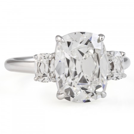 4.04 carat Antique Cushion Lab Diamond Three-Stone Ring flat