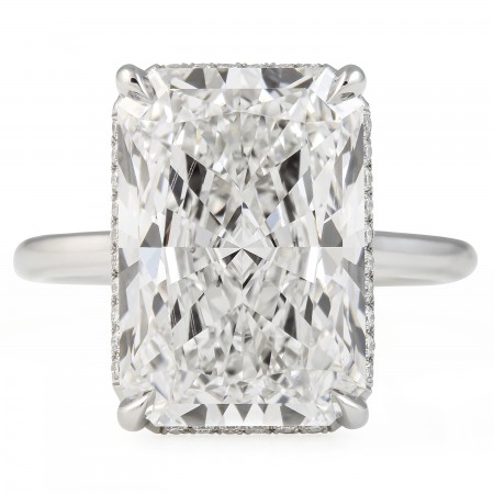 8.11 carat Radiant Cut Lab Diamond Solitaire Ring flat