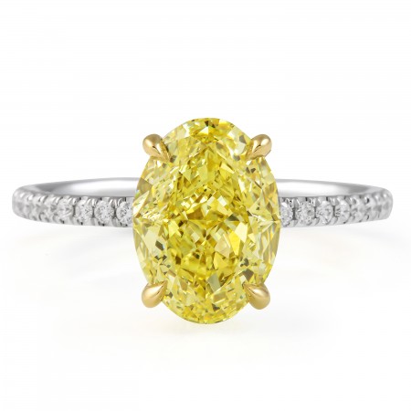 2.61 carat Oval Yellow Lab Diamond Signature Wrap Ring flat