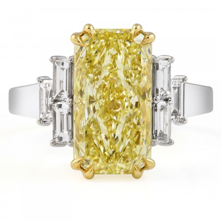 5 carat Fancy Yellow Radiant Diamond Seven-Stone Ring flat
