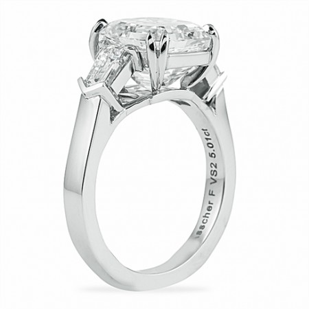 5.01 carat Asscher Cut Diamond Engagement Ring flat