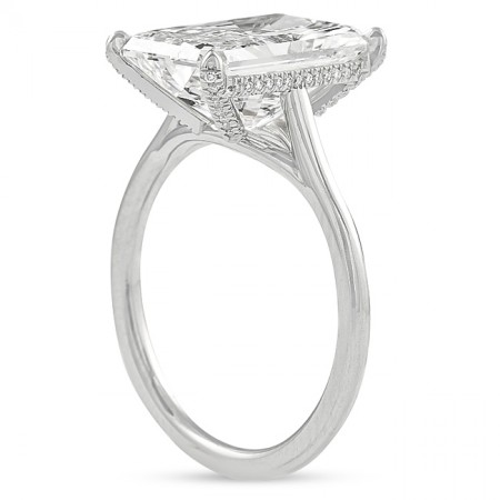 5 carat Radiant Cut Diamond Solitaire Engagement Ring flat