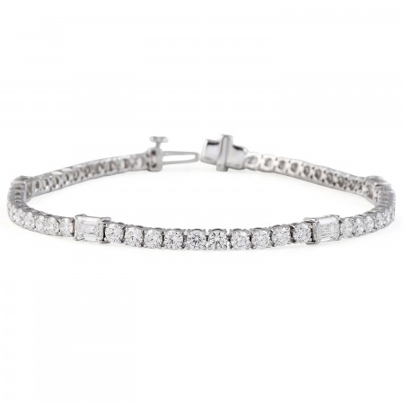 Round and Emerald Cut Lab Diamond Tennis Bracelet flat