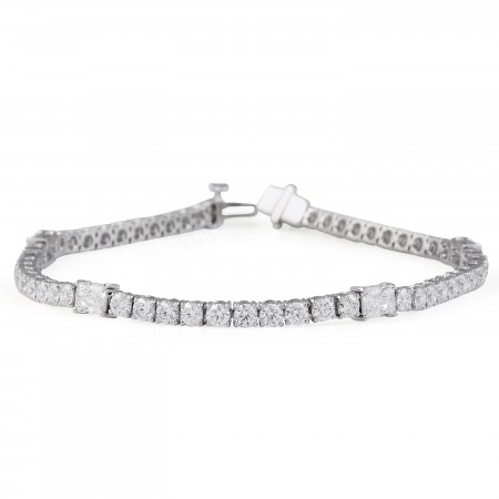Round and Radiant Cut Lab Diamond Tennis Bracelet flat
