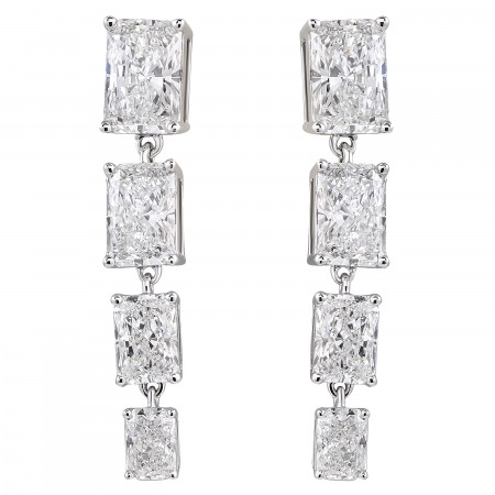 Graduating Radiant Lab Diamond Drop Earrings straight