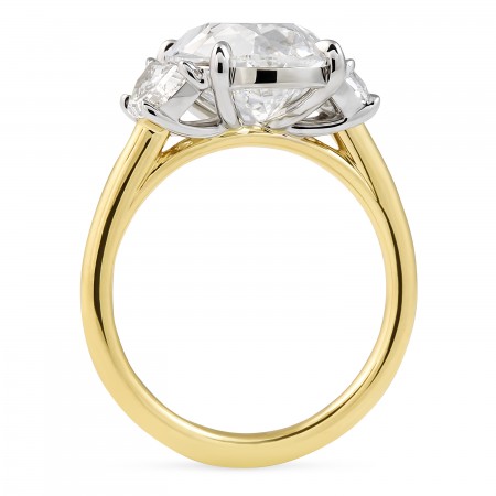 5 carat Antique Oval Lab Diamond Three-Stone Ring flat