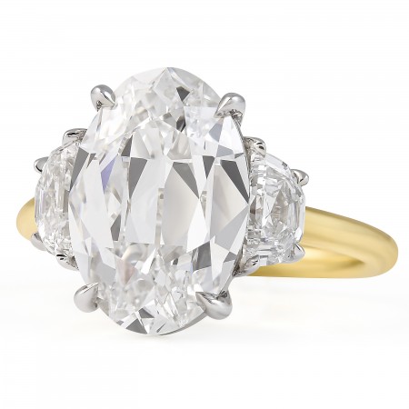 5 carat Antique Oval Lab Diamond Three-Stone Ring flat